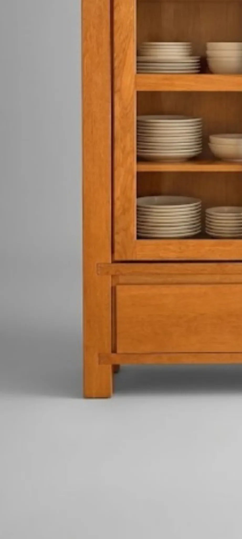Glass display cabinet on legs