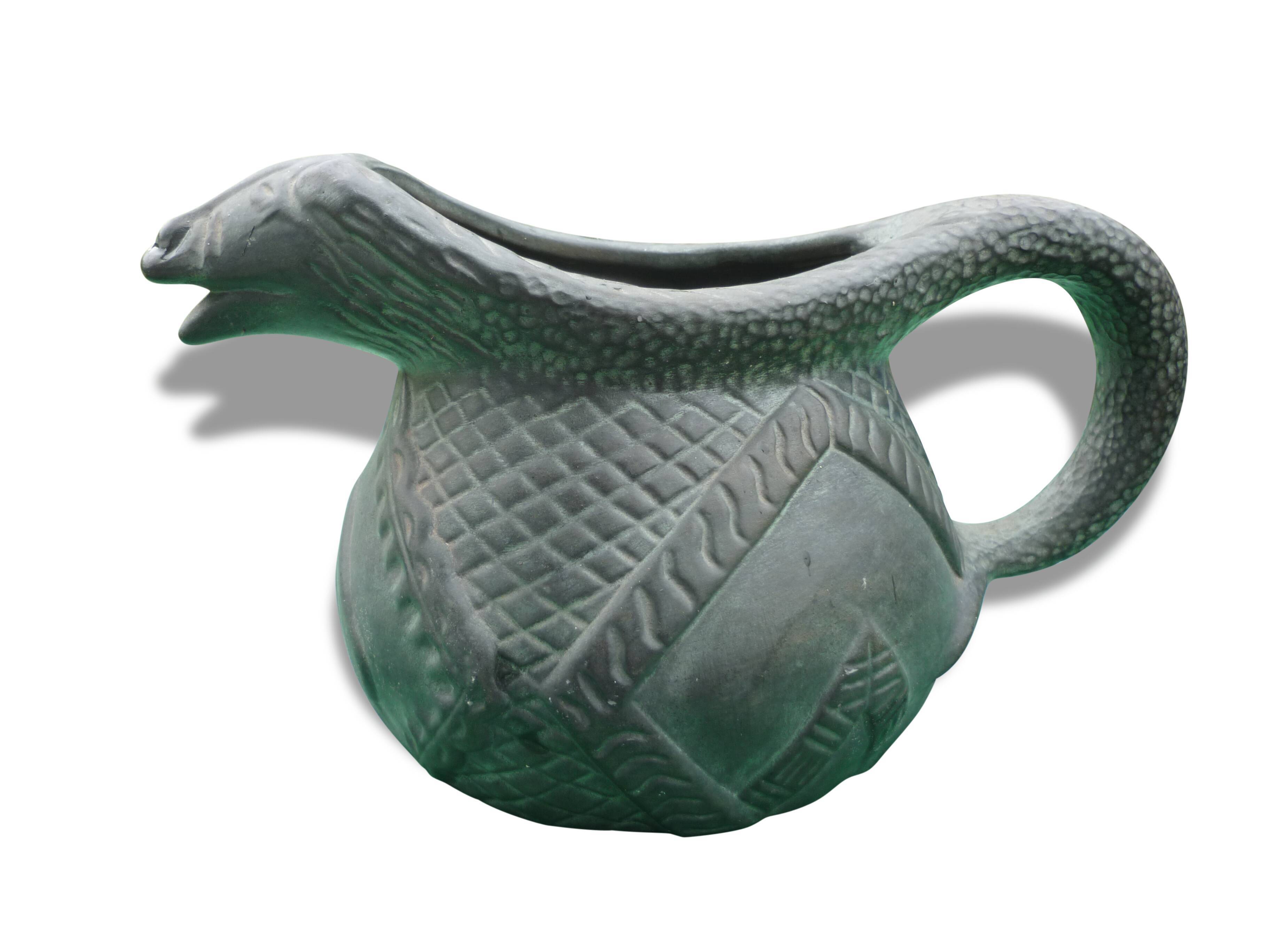 Zoomorphic painted plaster or stoneware pitcher