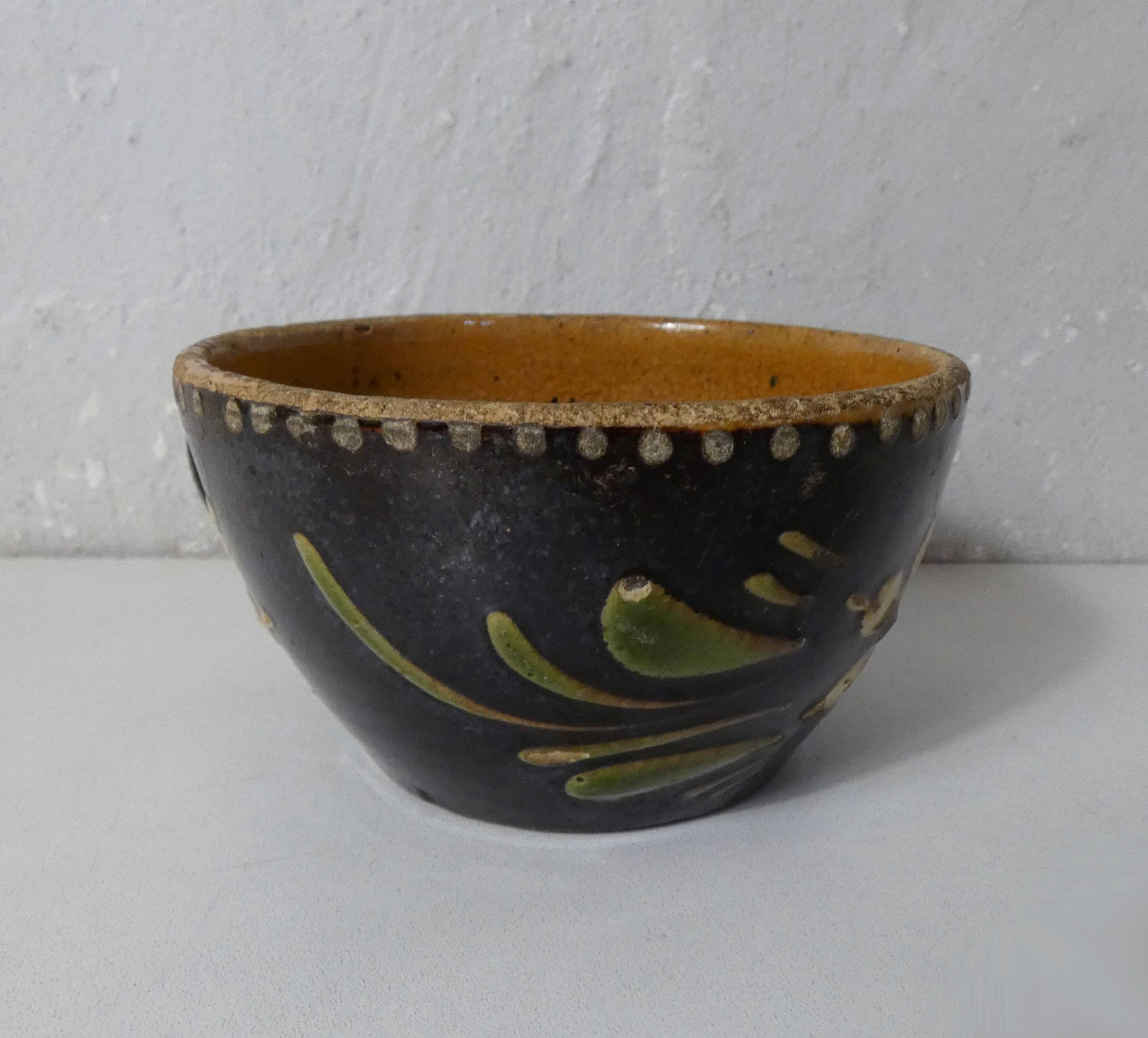 old Alsace lunch cup in glazed terracotta