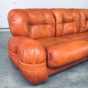 Mid-Century Modern Italian Leather 3 Seat Sofa, 1970s