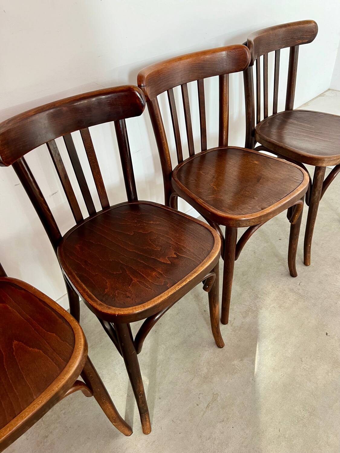 Set of 4 old vintage 50s bentwood bistro chairs