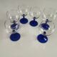 6 glasses 13 cm wine ARC France vintage foot blue stem