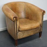 Vintage club chair in cognac-coloured leather Netherlands