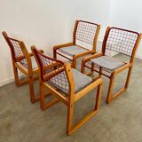 Lot of 4 Knut and Marianne Hagberg designer chairs for Ikea 1982 vintage metal and wood