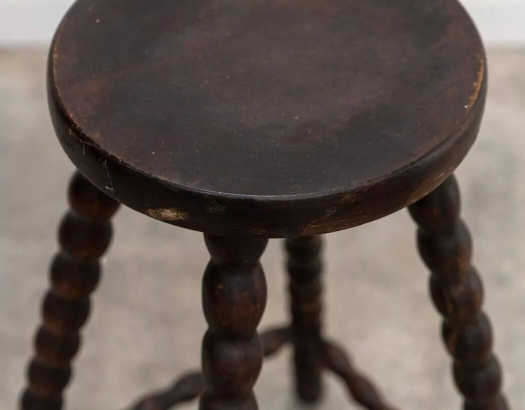 Ancienne paire de tabourets hauts en hêtre 1900