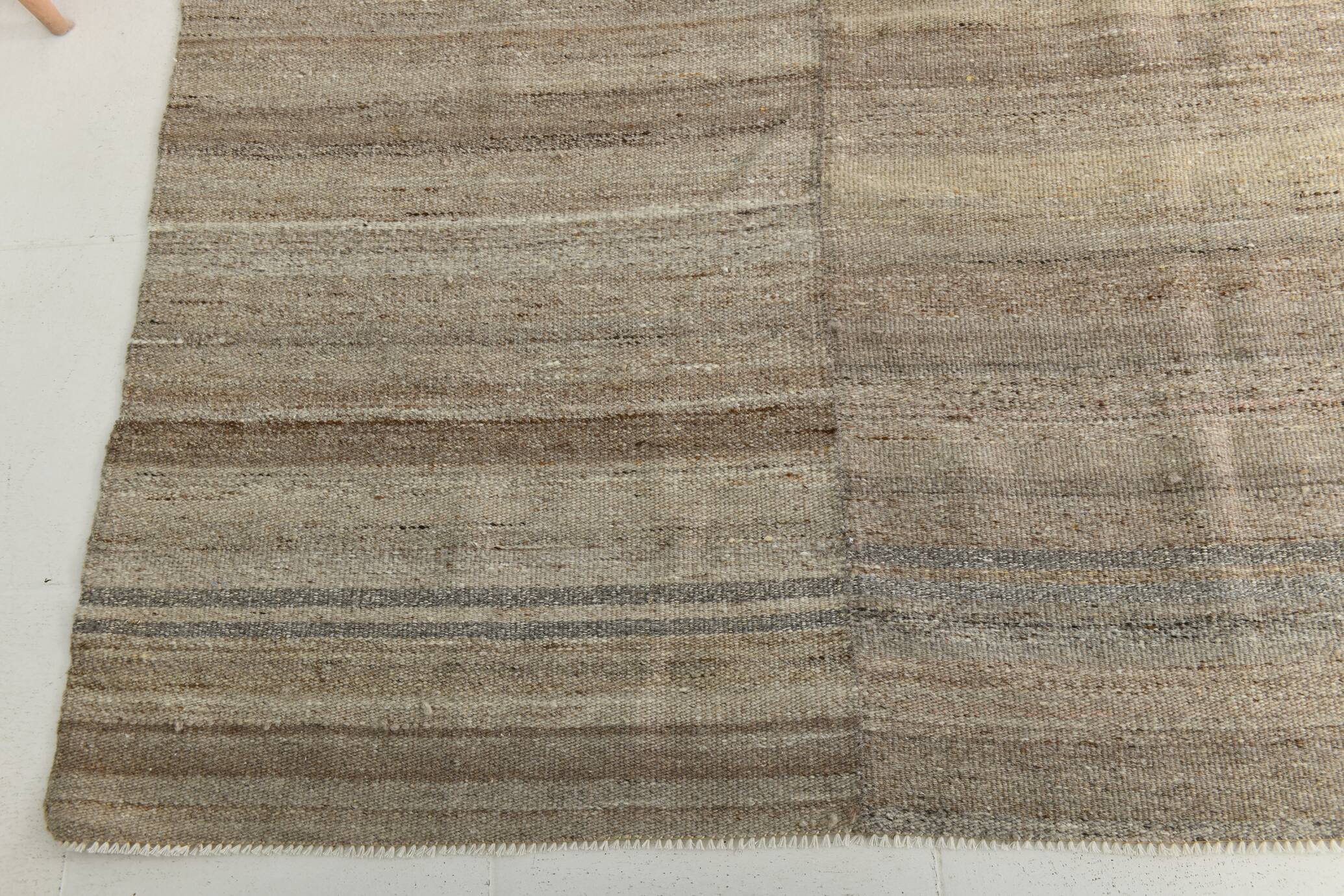 Brown & Cream Large Kilim Area Rug, 229x315Cm