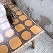 1950s rattan table with ceramic top