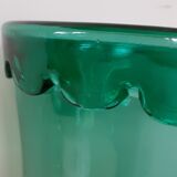 Green pot cache vase in blown glass