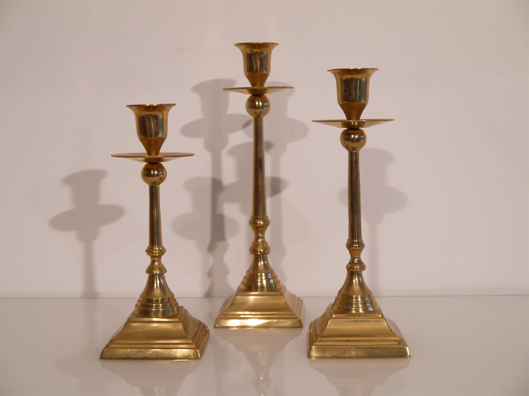 Lot of vintage Scandinavian brass candlesticks