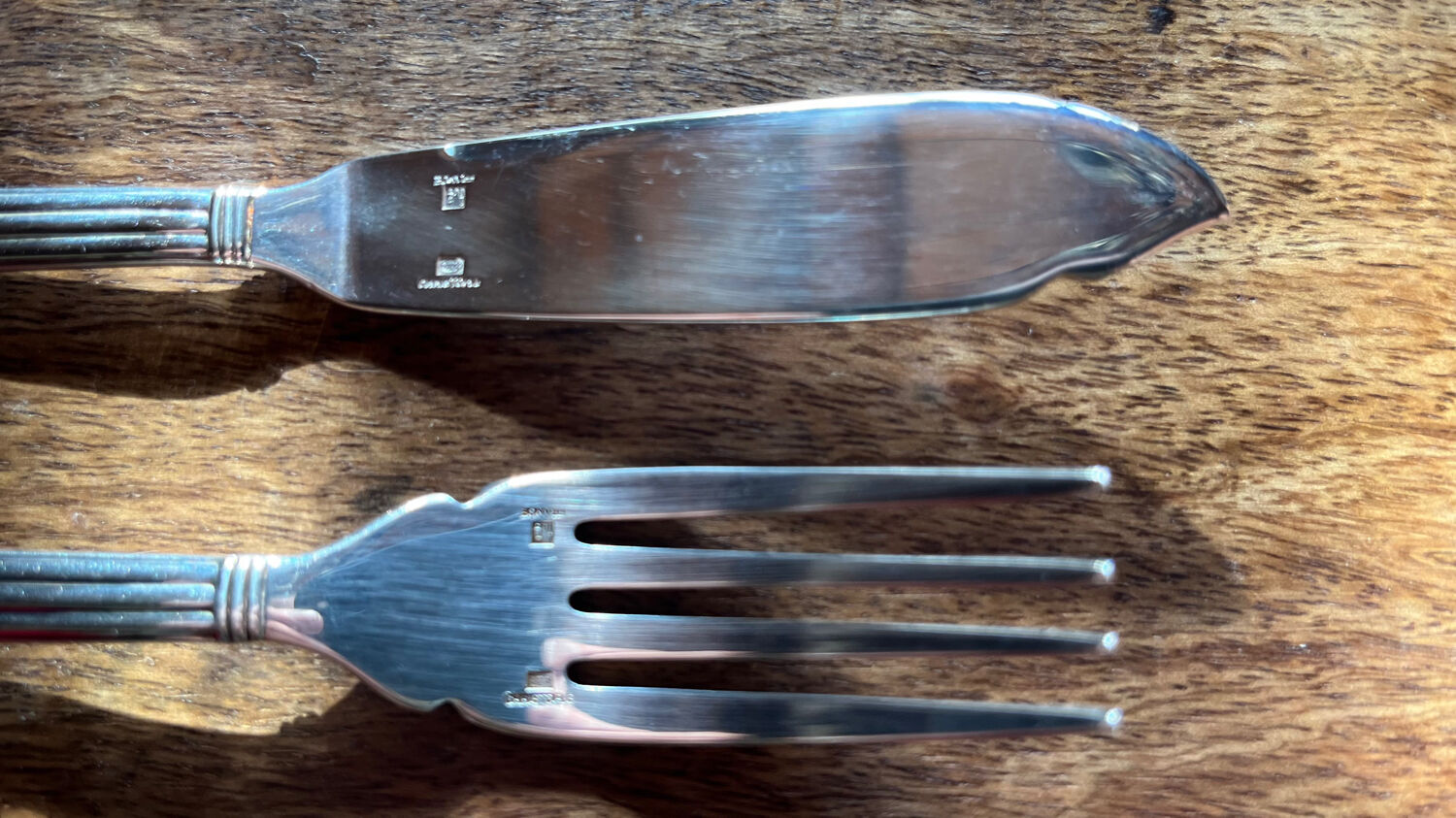 Set of 3 Christofle fish forks and 3 knives