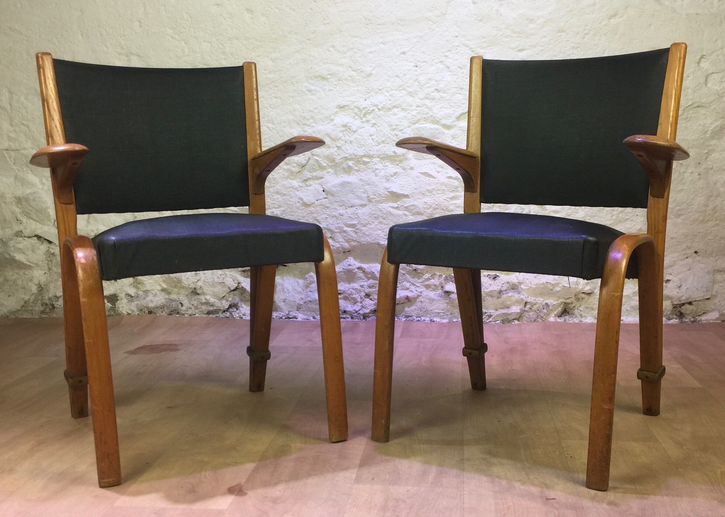Pair of Bow Wood armchairs 1950s