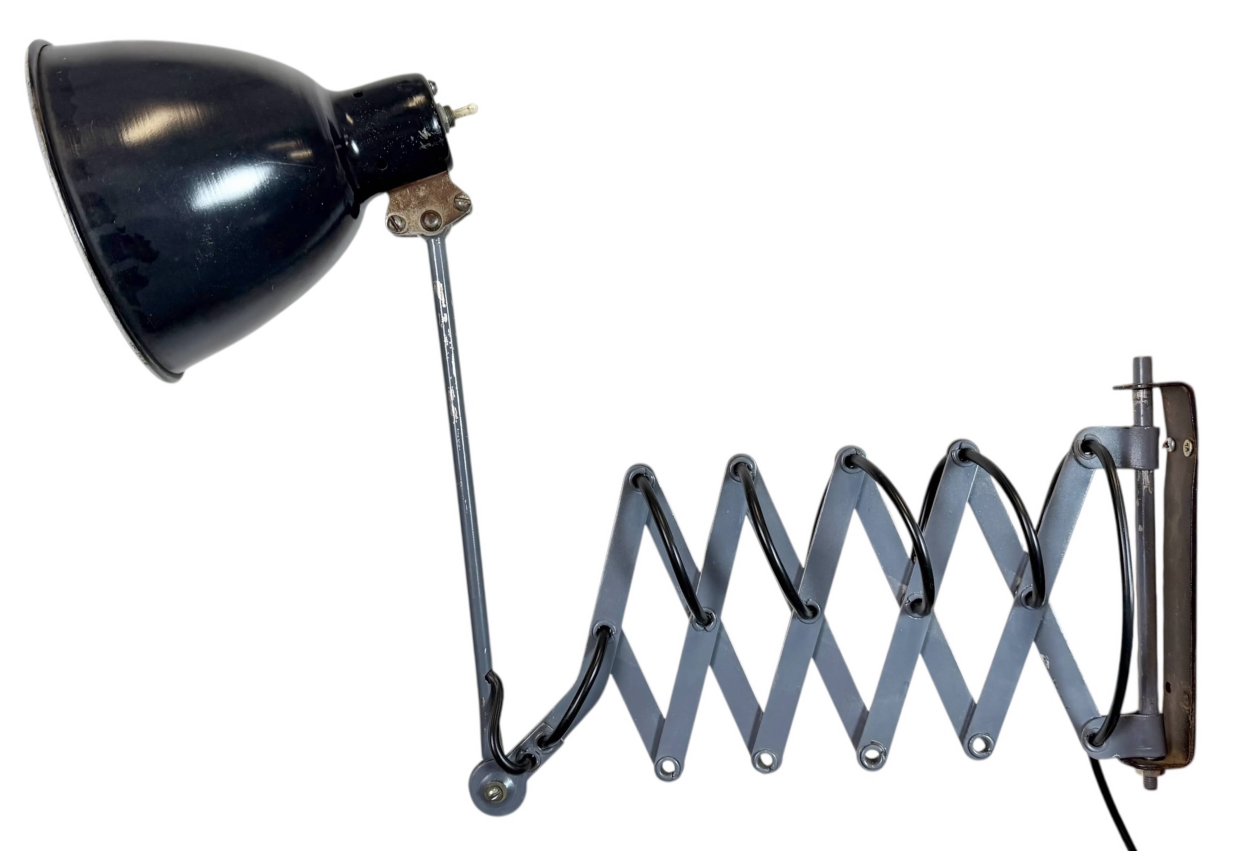 Black Industrial Soviet Scissor Wall Lamp, 1960s
