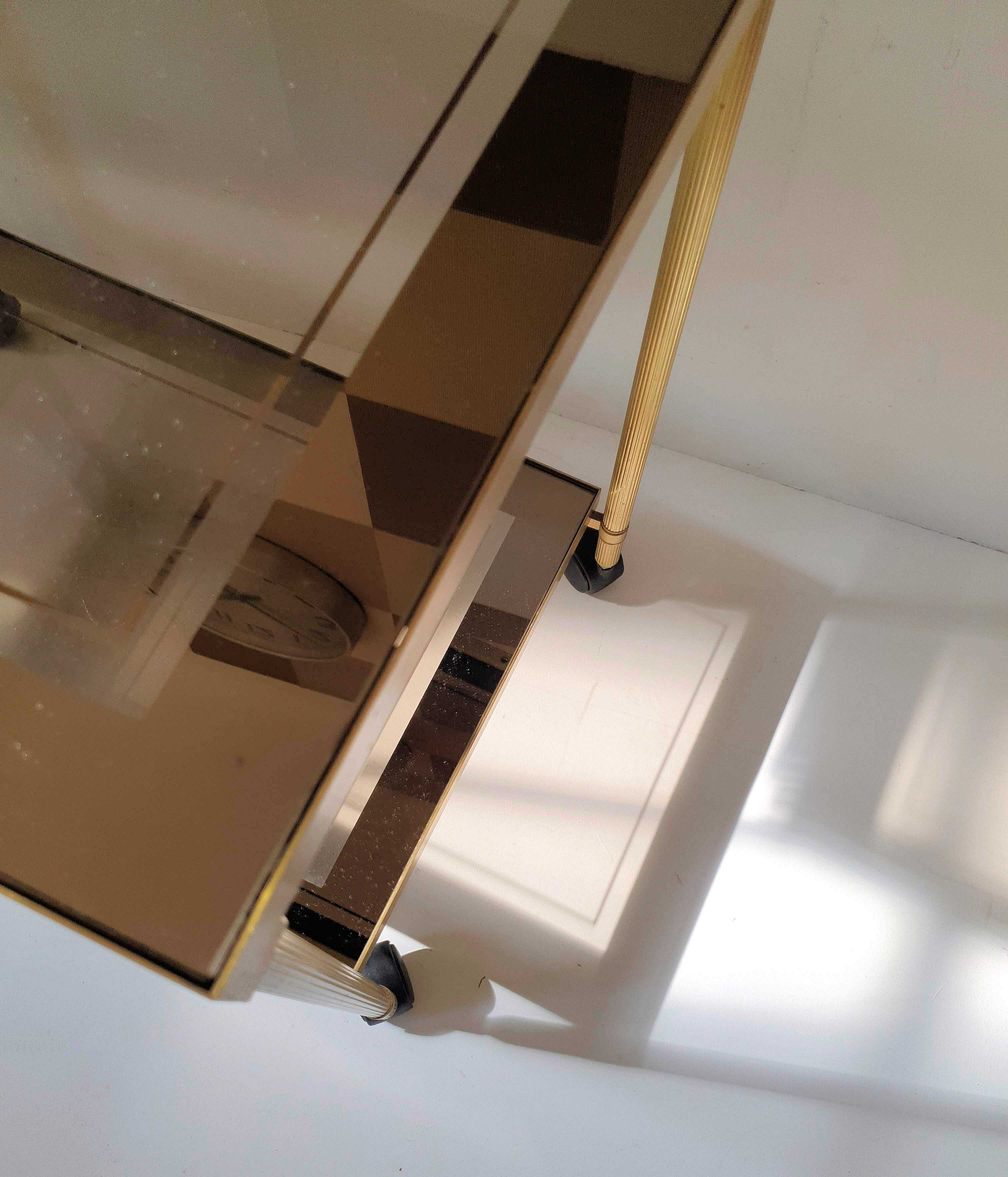 Belgo Chrom serving trolley in gold metal from the 60s/70s