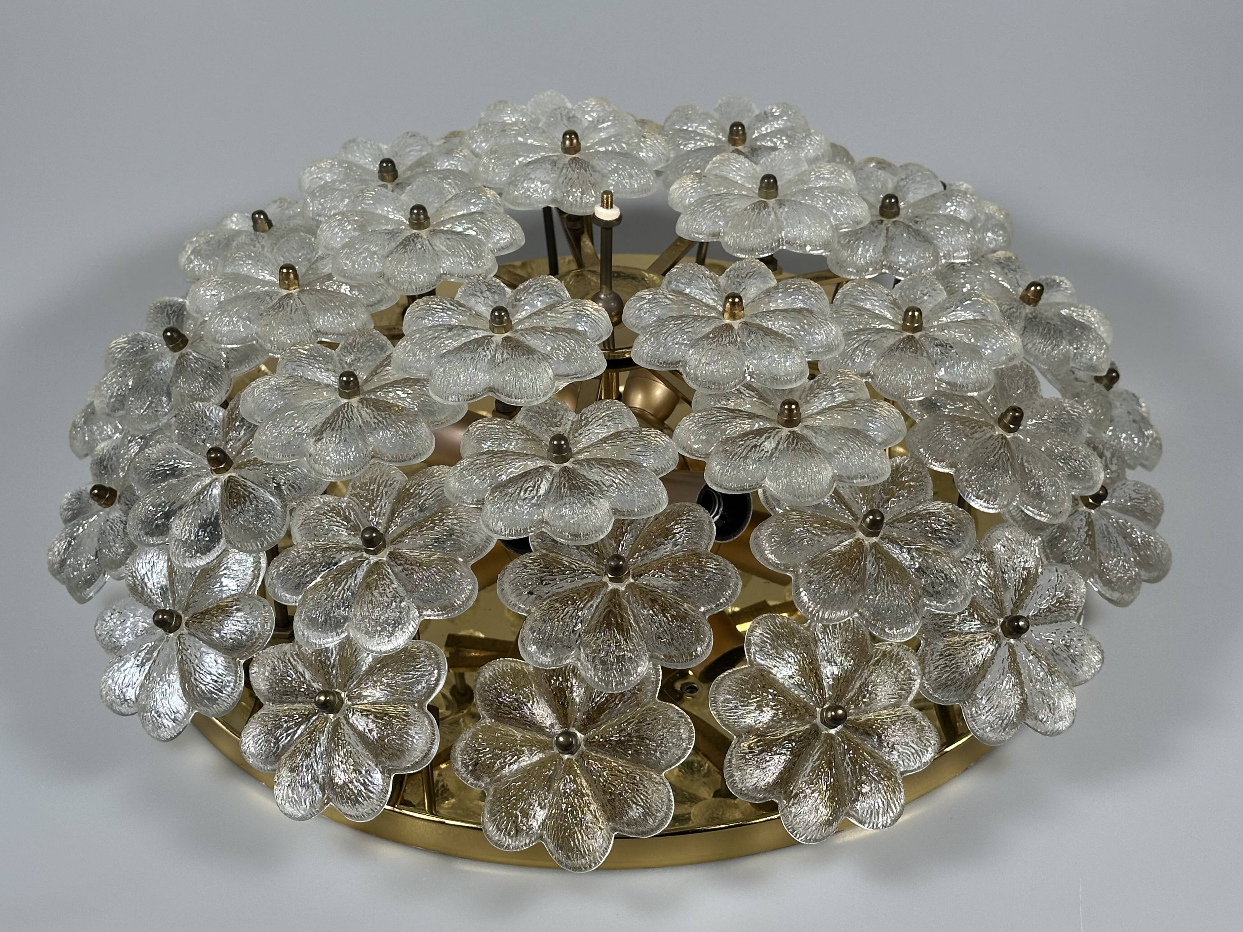 1960s/70s Ceiling Lamp Ernst Palme made of brass and glass, Germany