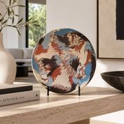 Coupe en terre mêlée d'Apt – Signée Bernard – Décor marbré polychrome