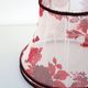 Recycled vintage lamp — burgundy ceramic base, floral voile shade