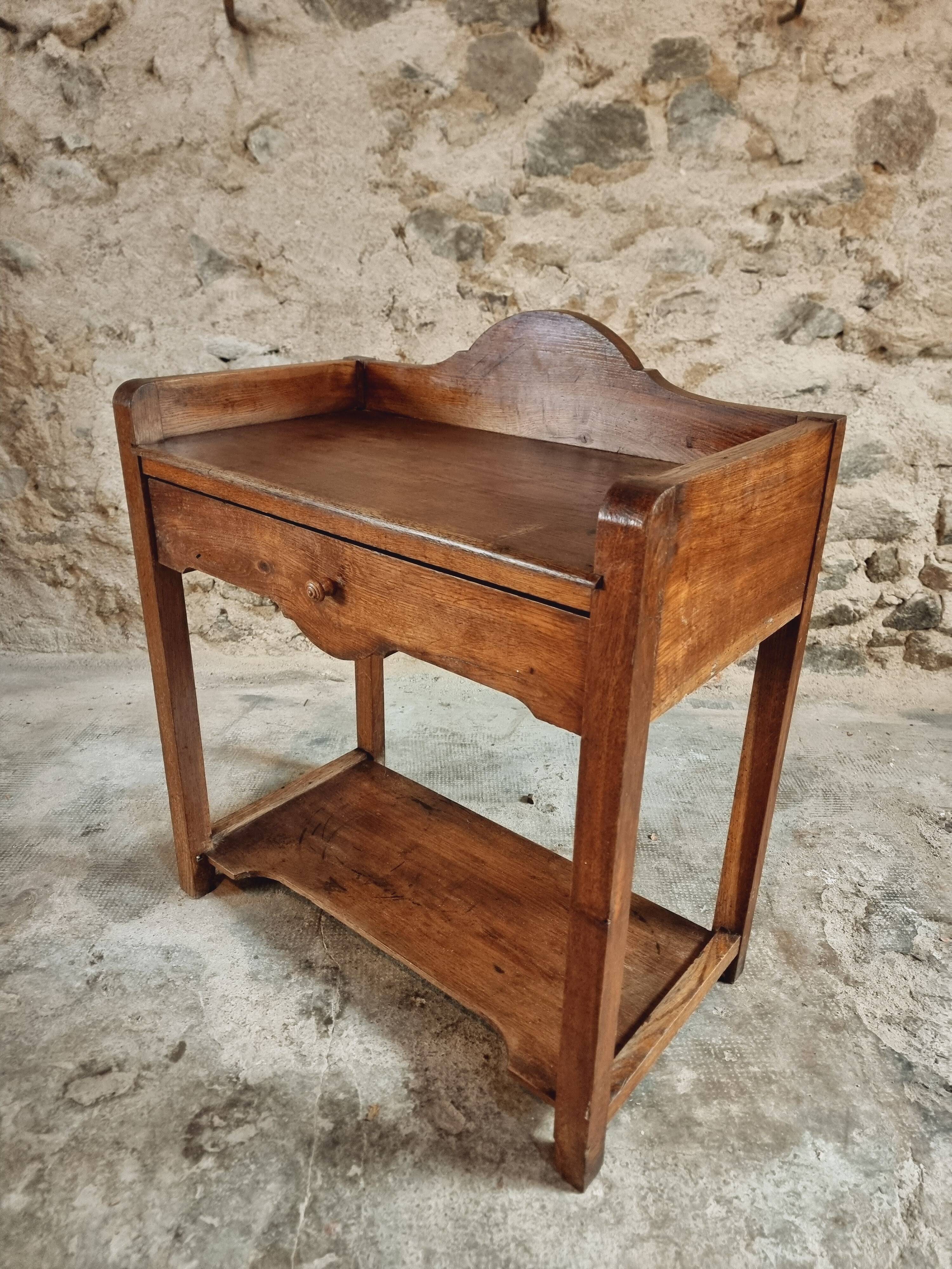 Antique Oak Washbasin Console – 1900-1920
