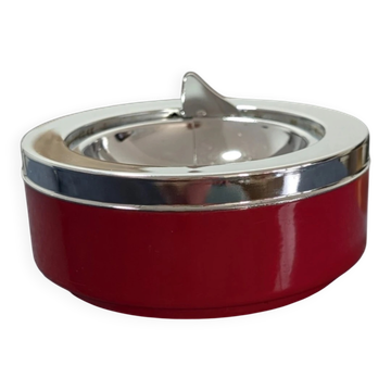 Vintage Red Metal Ashtray Space Age - Caimi Brevetti Italy 1970