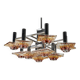 12-light Mazzega chandelier in amber and clear murano glass and chrome. Ita