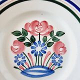 Set of 3 SPRING model dessert plates. Choisy Le Roi earthenware