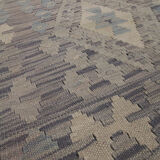 Blue Grey Traditional Handwoven Afghan Kilim Rug 124x182cm