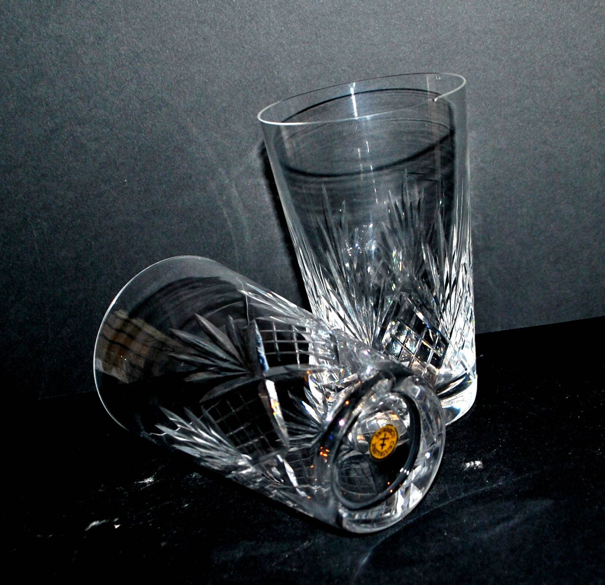 Set of 2 junon water juice glasses in cut crystal cristallerie lorraine lemberg