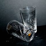 Set of 2 junon water juice glasses in cut crystal cristallerie lorraine lemberg