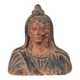 Buste en terre cuite de style étrusque, objet grand tour, XIXème siècle