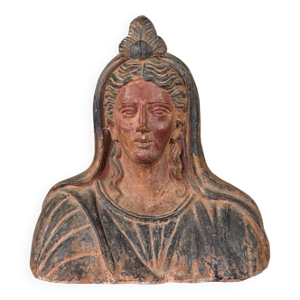 Etruscan-style terracotta bust, large-scale object, 19th century