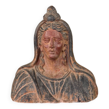 Etruscan-style terracotta bust, large-scale object, 19th century