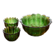 Ensemble de Trois Bols en Cristal Vert Milieu du Siècle, Italie, Années 1970
