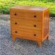 Vintage chest of drawers from the 50s in blond and gold beech 3 drawers feet compass