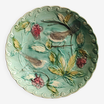 Vintage French majolica plate, Onnaing