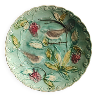 Vintage French majolica plate, Onnaing