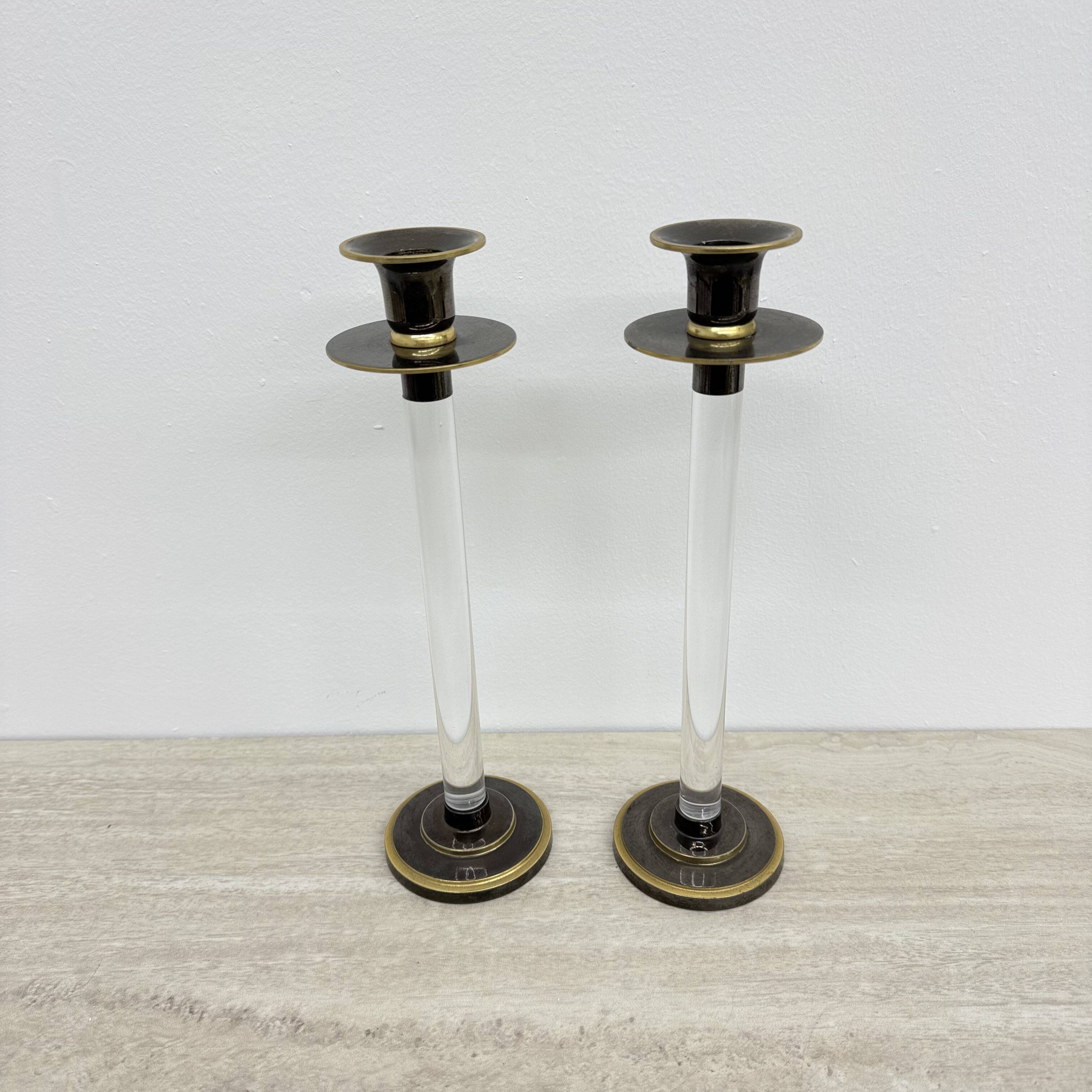Set of 2 Caravell lucite candle sticks, 1970’s