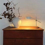 Vintage Midcentury desk lamp in brown leather and chrome Atelje Lyktan, Sweden