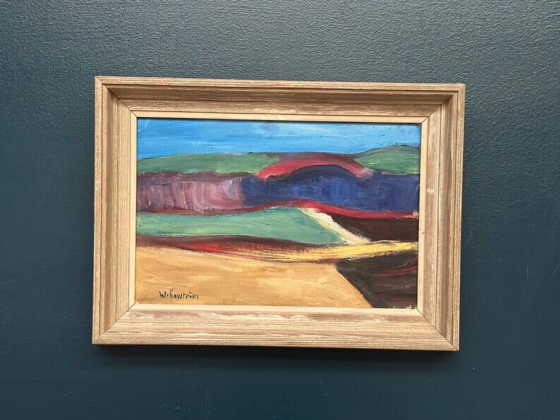 Original Swedish Oil on Canvas – “Abstract Landscape” by W. Engström – Dated 1900 – Signed – Vintage & Framed – 40 × 30 cm (23.6" x 16.5")