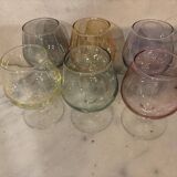 Set of 6 colored cognac glasses