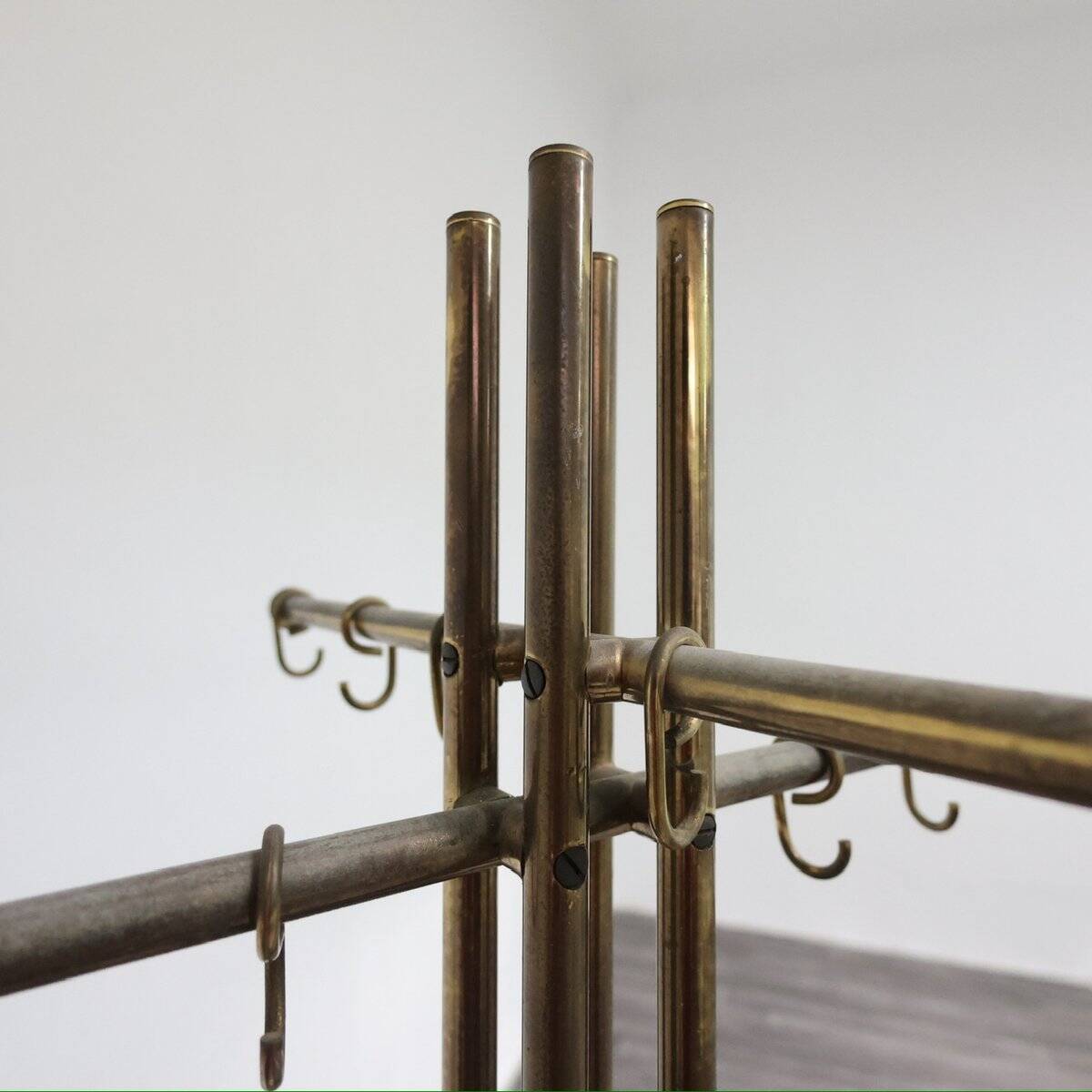 Modern Marble and Brass Coat Rack by Renato Zevi for Metalarte, 1970s