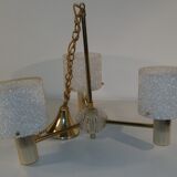 Lustre 3 feux globes perspex vintage