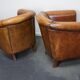Set of 2 club armchairs with vintage leather footrest Netherlands