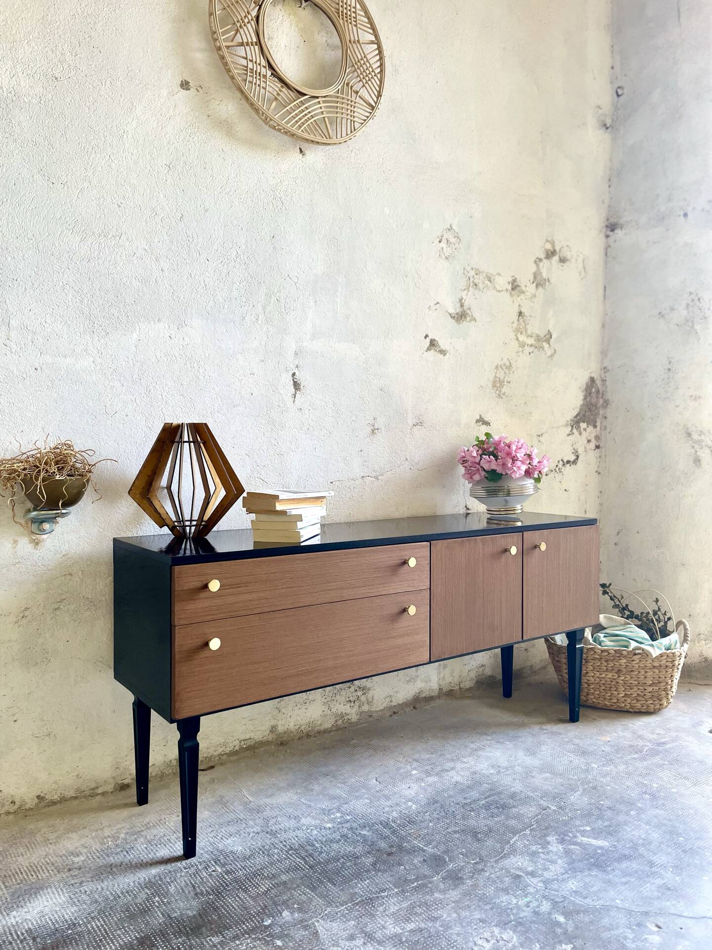 Petite Enfilade vintage scandinave bois – meuble TV / buffet années 60