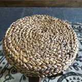 Tripod stool made of wood and water hyacinth