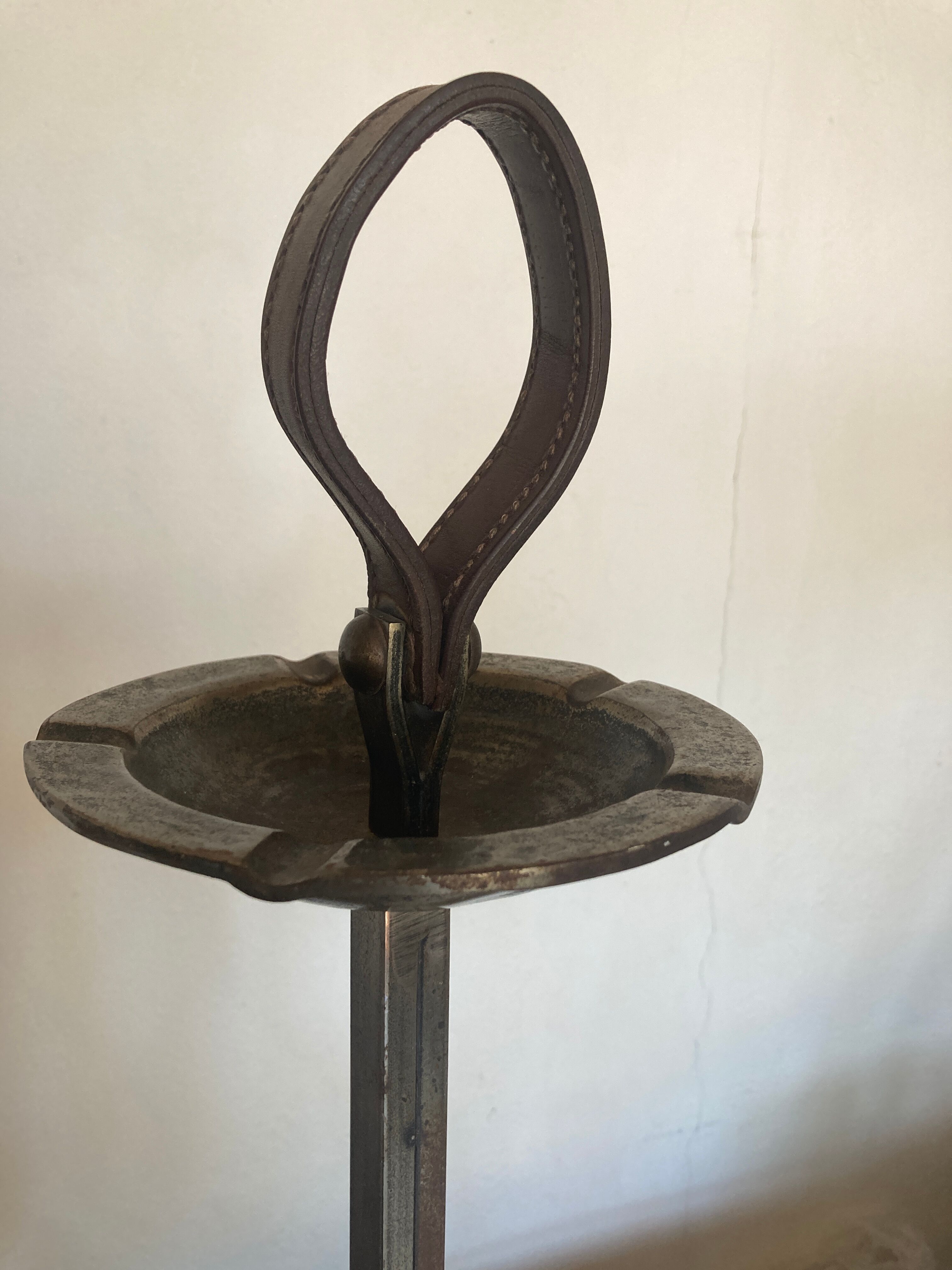 Bronze, steel and leather ashtray by JP Ryckaert, 1970 brutalist.