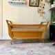 Children's bed in wood and wicker woven on wheels 1960