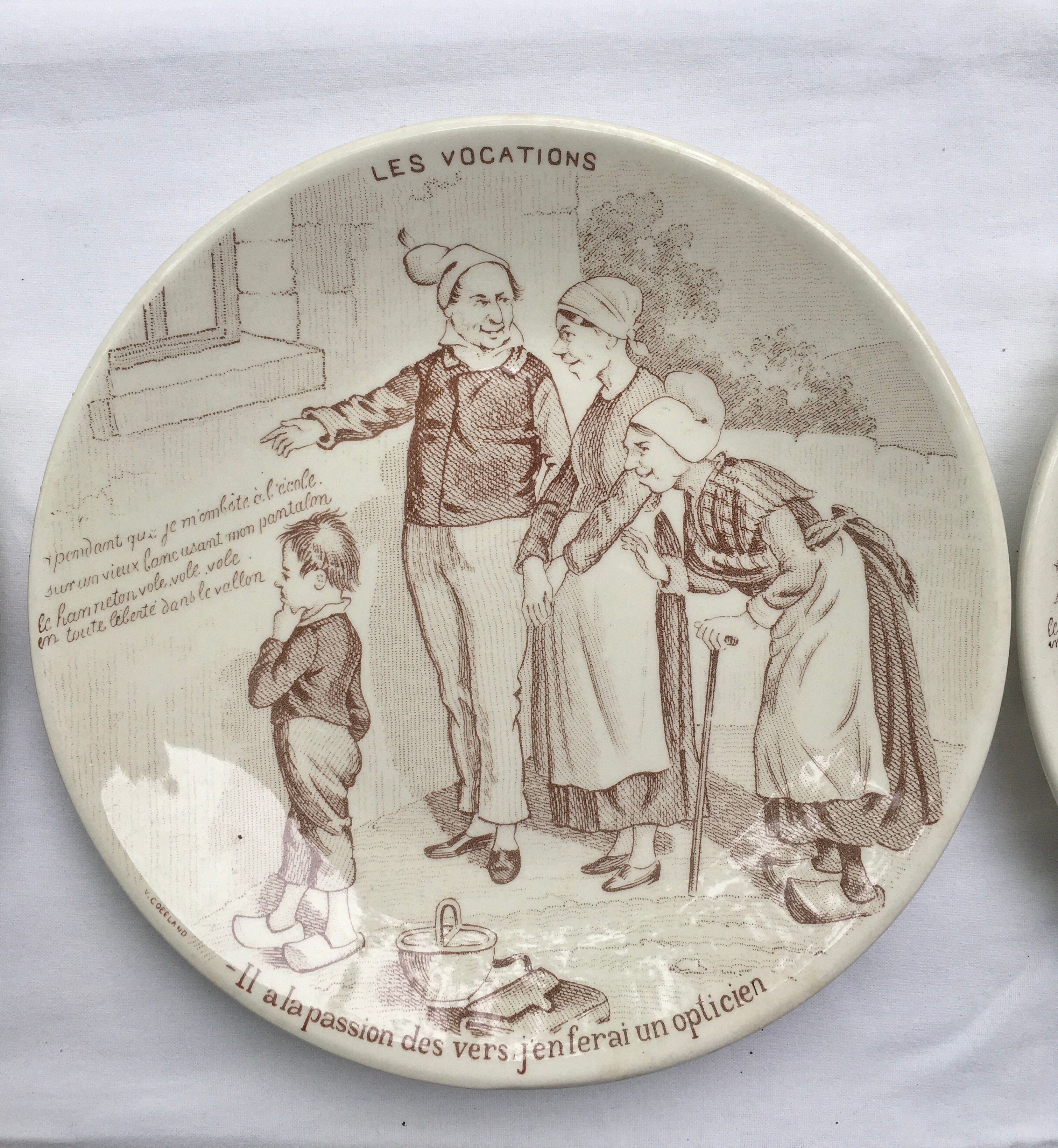 Sarreguemines speaking plates model "The Vocations"