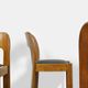 Vintage dining table set with plywood chairs and wooden table with slate inlay, 70s