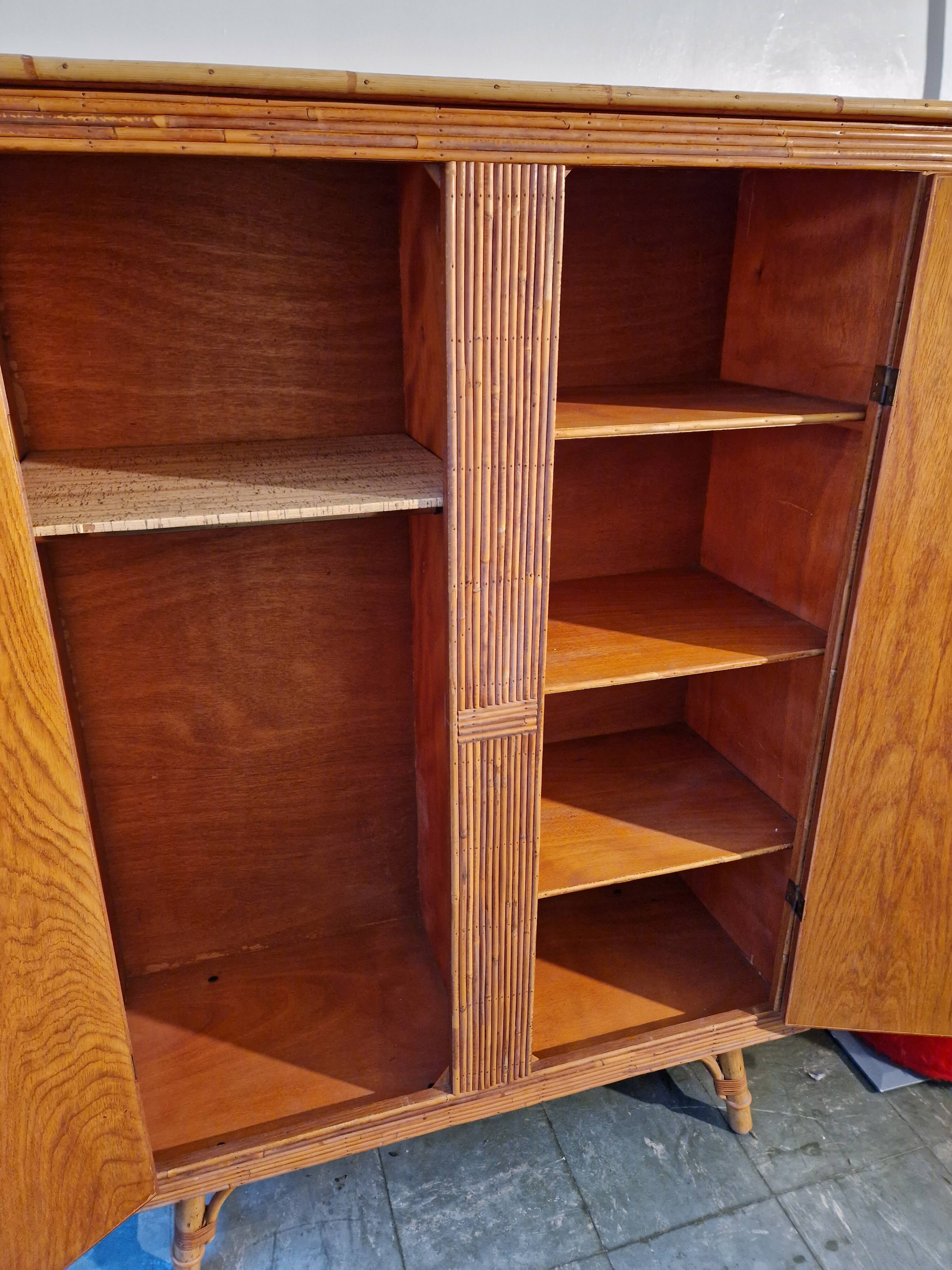 Wicker rattan bamboo wardrobe 1950 1960