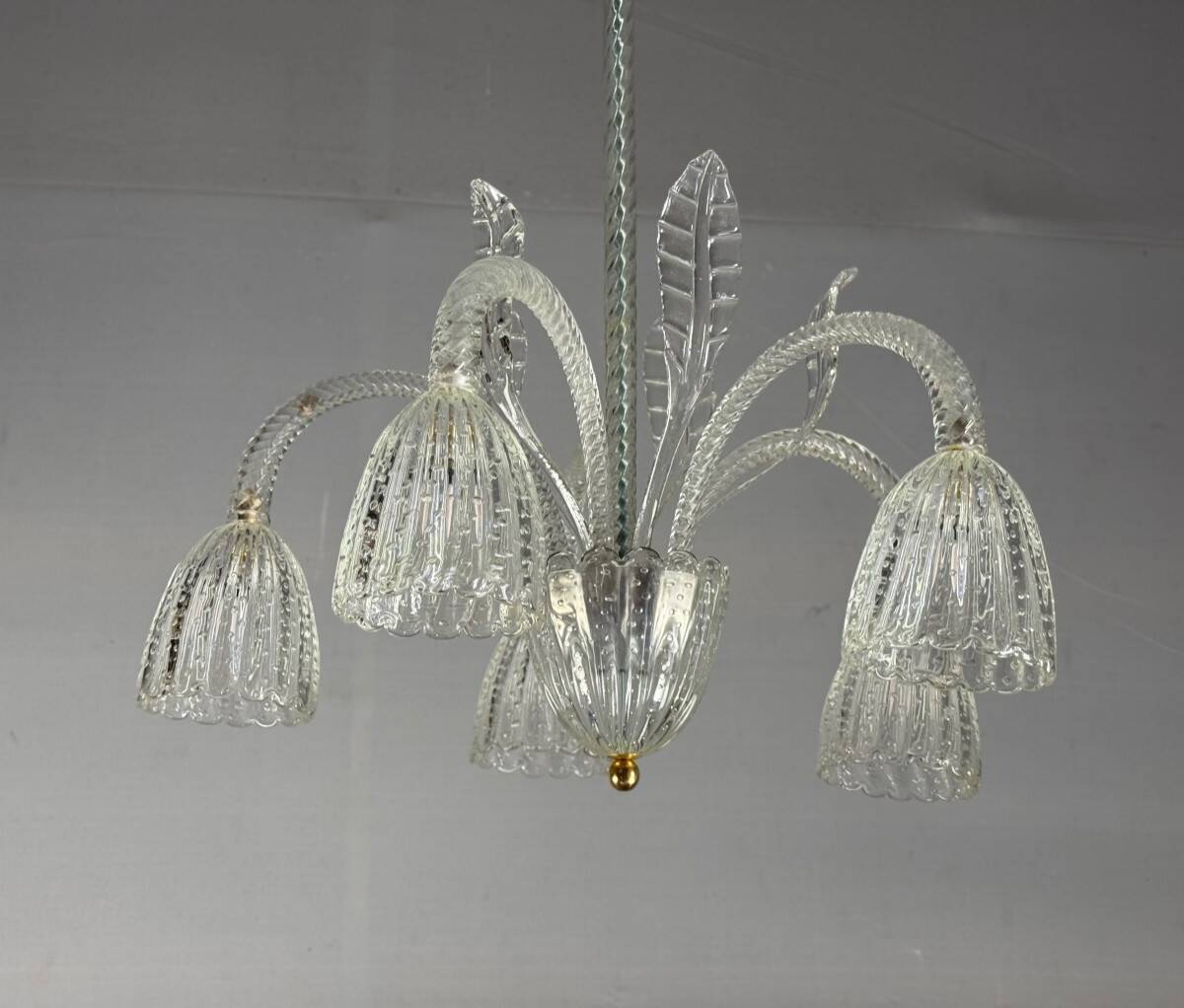 Venetian Chandelier by Barovier in Colorless Murano Glass, Circa 1940
