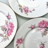 Set of 8 pink peony dessert plates